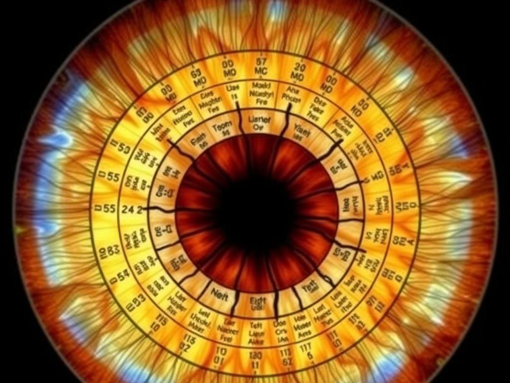 Bernard Jensen's iridology chart showing the mapping of body organs to iris regions