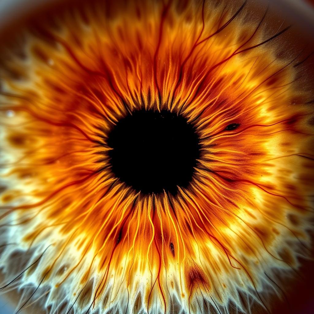 Close-up of human iris showing detailed patterns used in iridology iris diagnosis