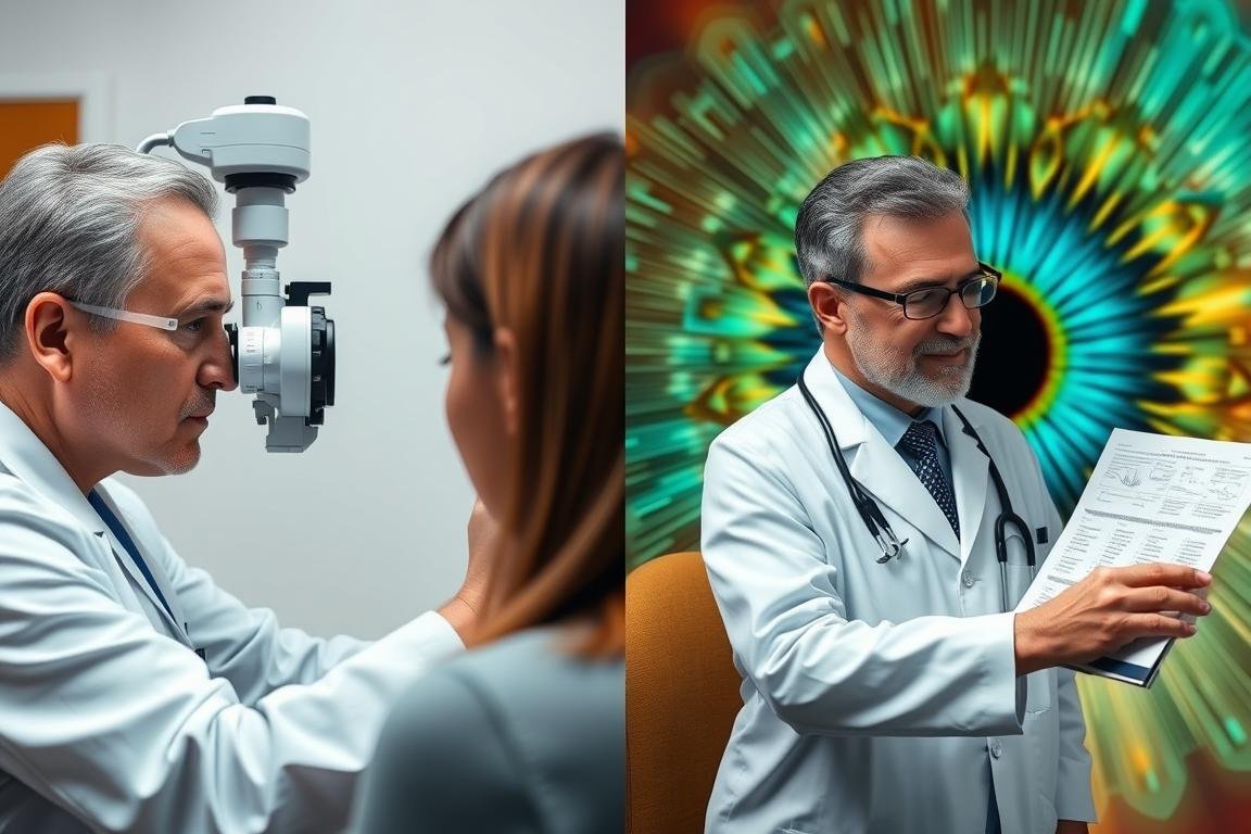 Comparison between a medical eye examination and an iridology session