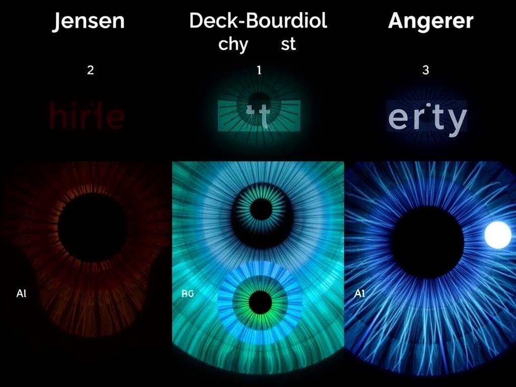Comparison of different iridology chart systems showing variations Comparison of different iridology chart systems showing variations
