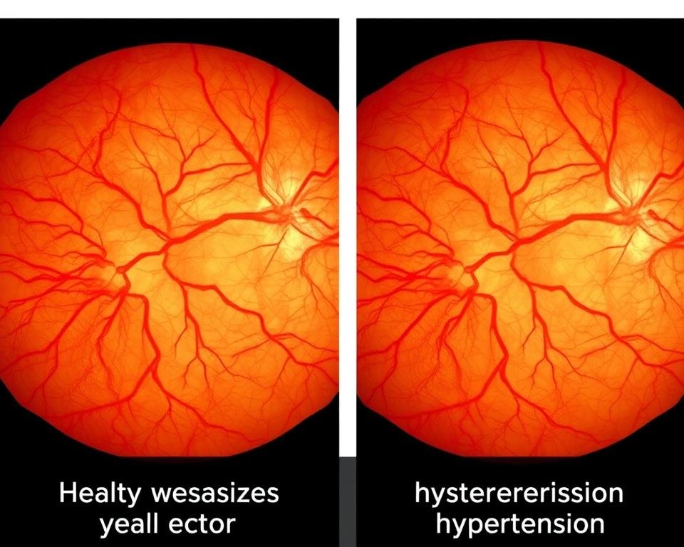 Comparison of healthy eye blood vessels versus those affected by hypertension for eye reading for health