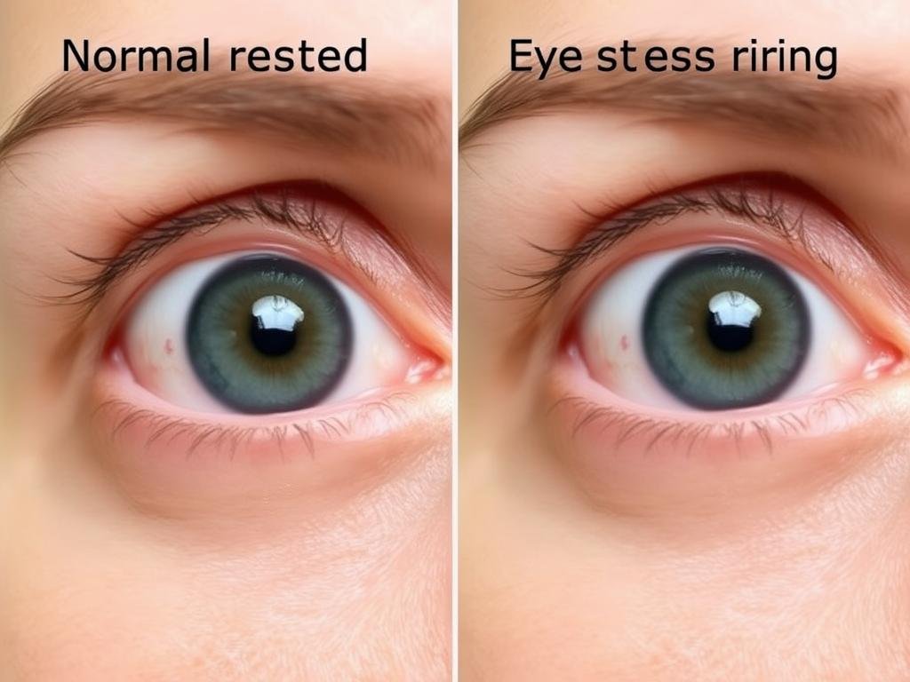 Comparison of normal eye area versus eye with stress rings