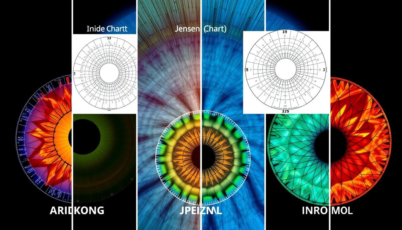 Comparison of top iridology chart systems showing different mapping approaches