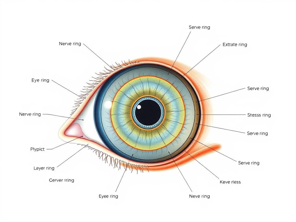 Diagram showing eye stress rings in the iris according to iridology