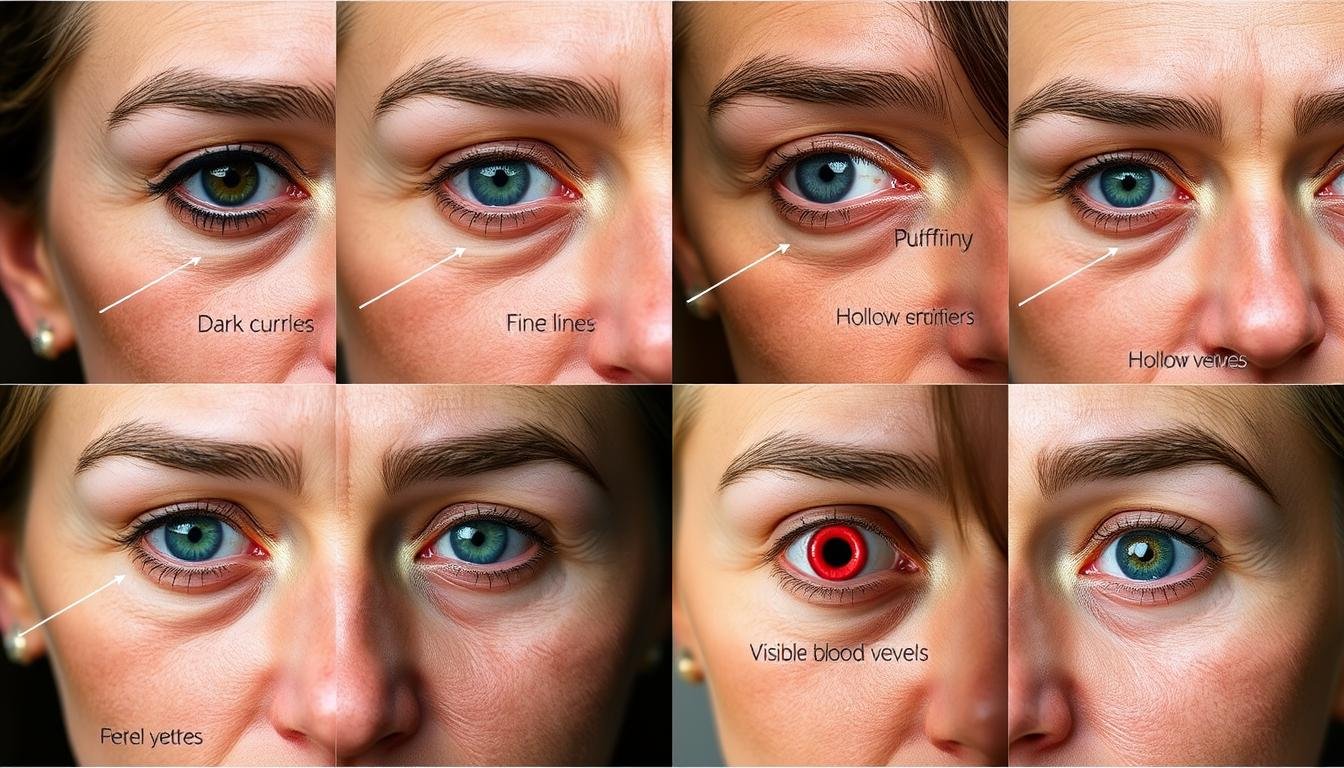 Different types of eye stress rings showing various symptoms