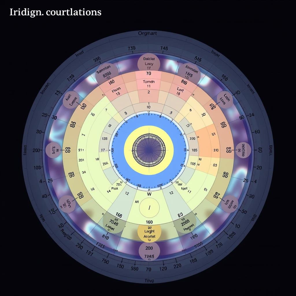 European-style iridology chart with detailed organ correlations European-style iridology chart with detailed organ correlations