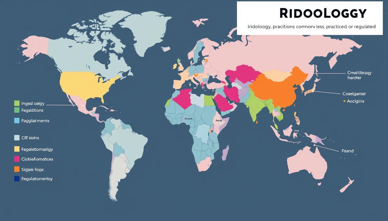 Global map showing prevalence of iridology practice across different countries