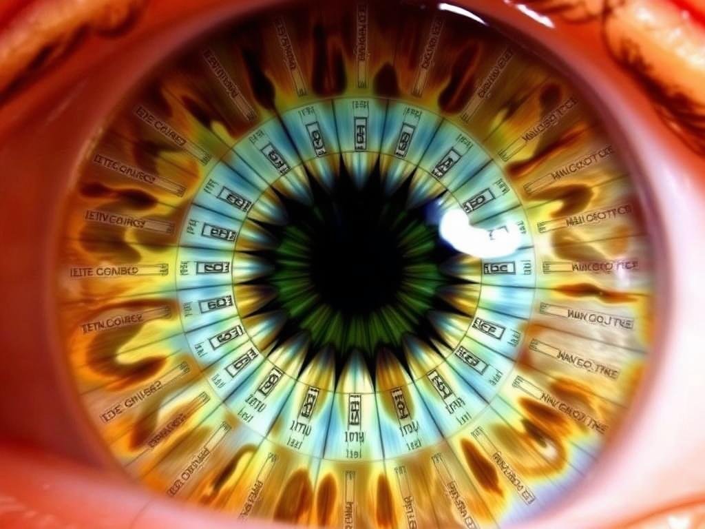 Iridology chart showing how different sections of the iris relate to body organs for eye reading for health