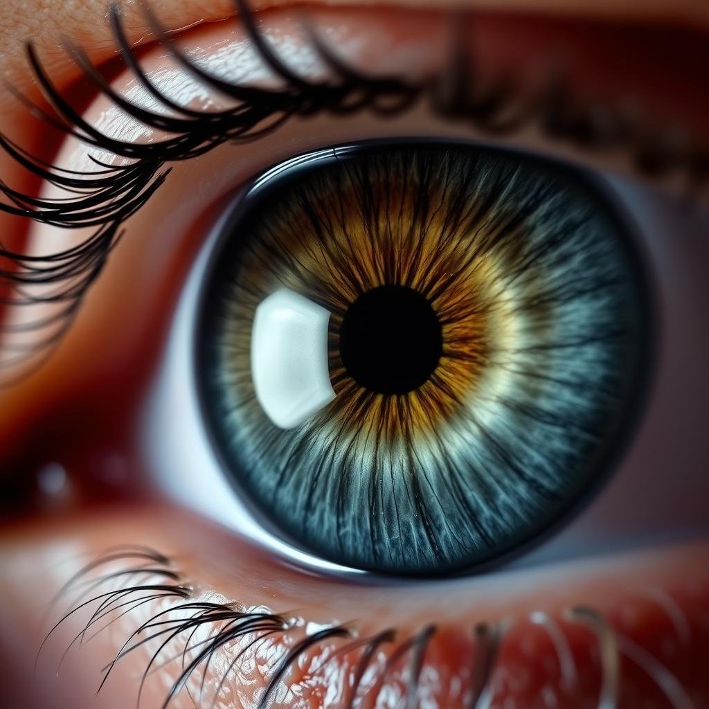 Iris showing a scurf rim that iridologists link to skin elimination issues