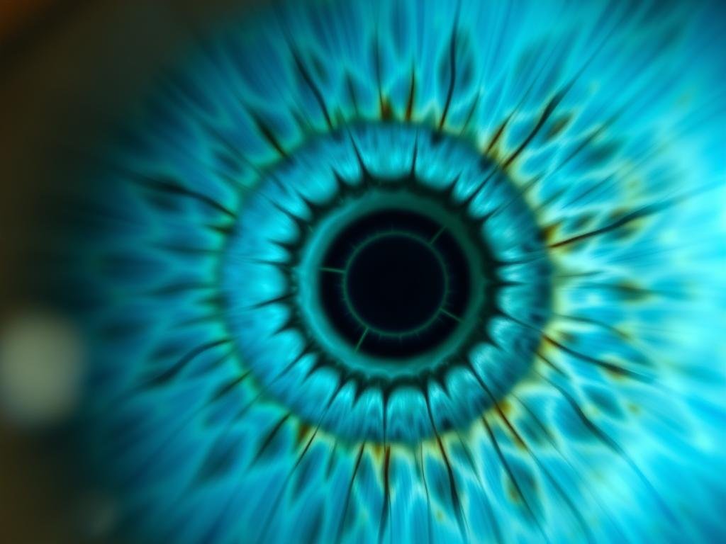 Iris showing circular contraction rings - iridology examples of nervous system tension