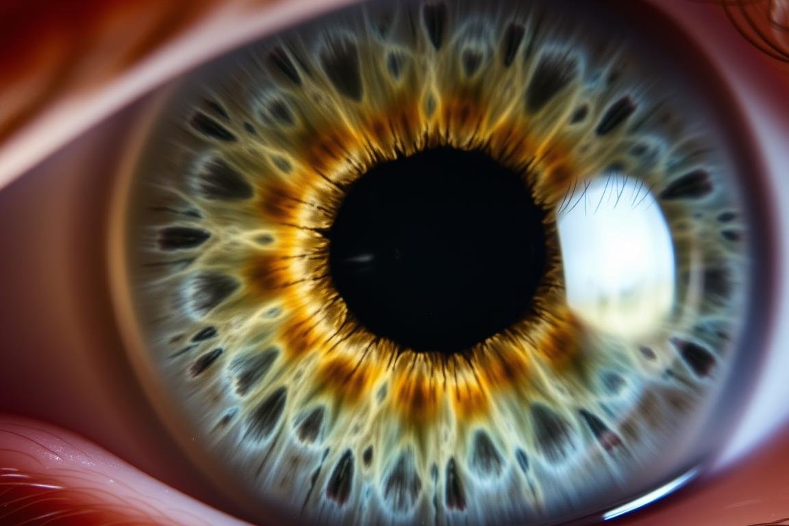 Iris showing patterns claimed to indicate circulatory problems in iridology iris diagnosis