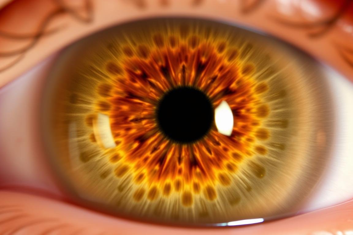 Iris showing patterns claimed to indicate digestive issues in iridology iris diagnosis