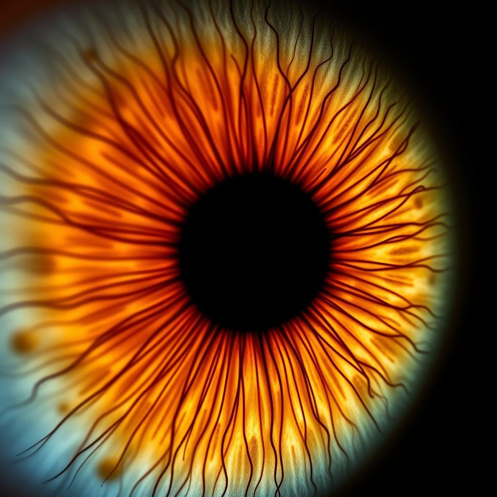 Iris showing radial furrows that iridologists associate with digestive issues