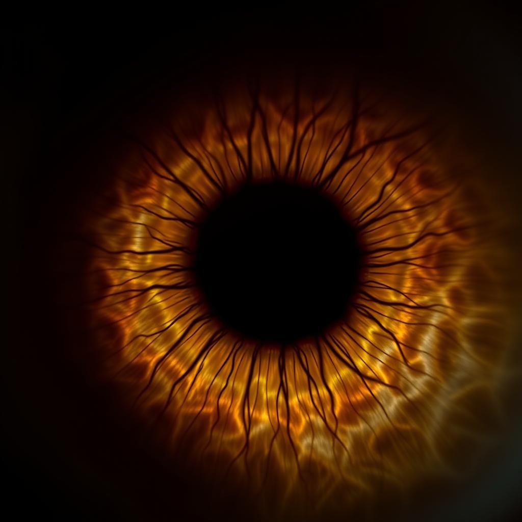 Iris with nerve rings that iridologists associate with nervous tension
