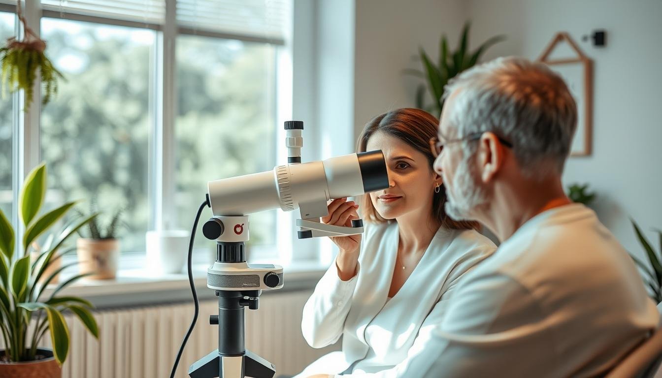 Iriscopio being used in a holistic health clinic