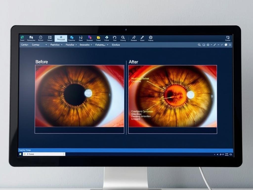 Iriscopio software showing comparative iris analysis