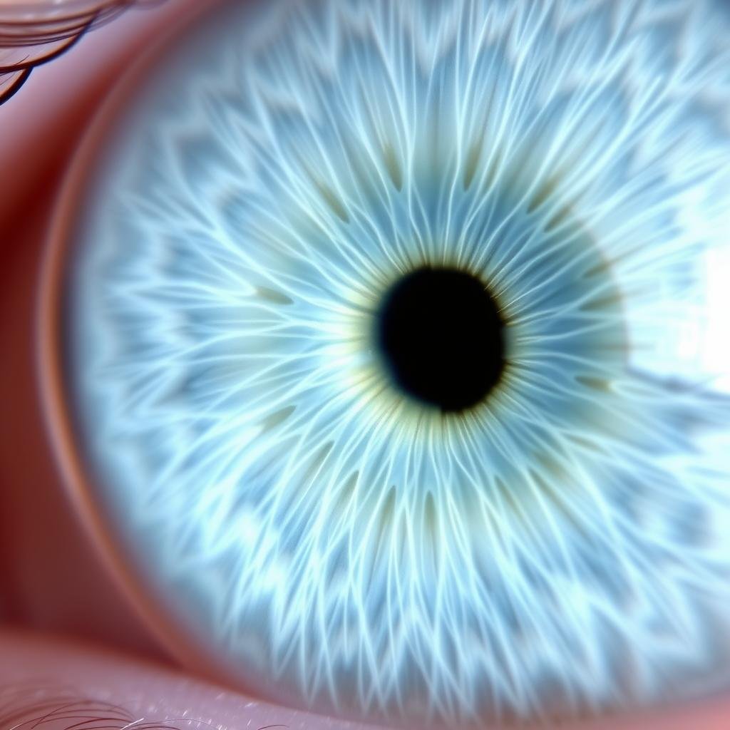 Lymphatic iris constitution type showing characteristic patterns according to iridology meaning