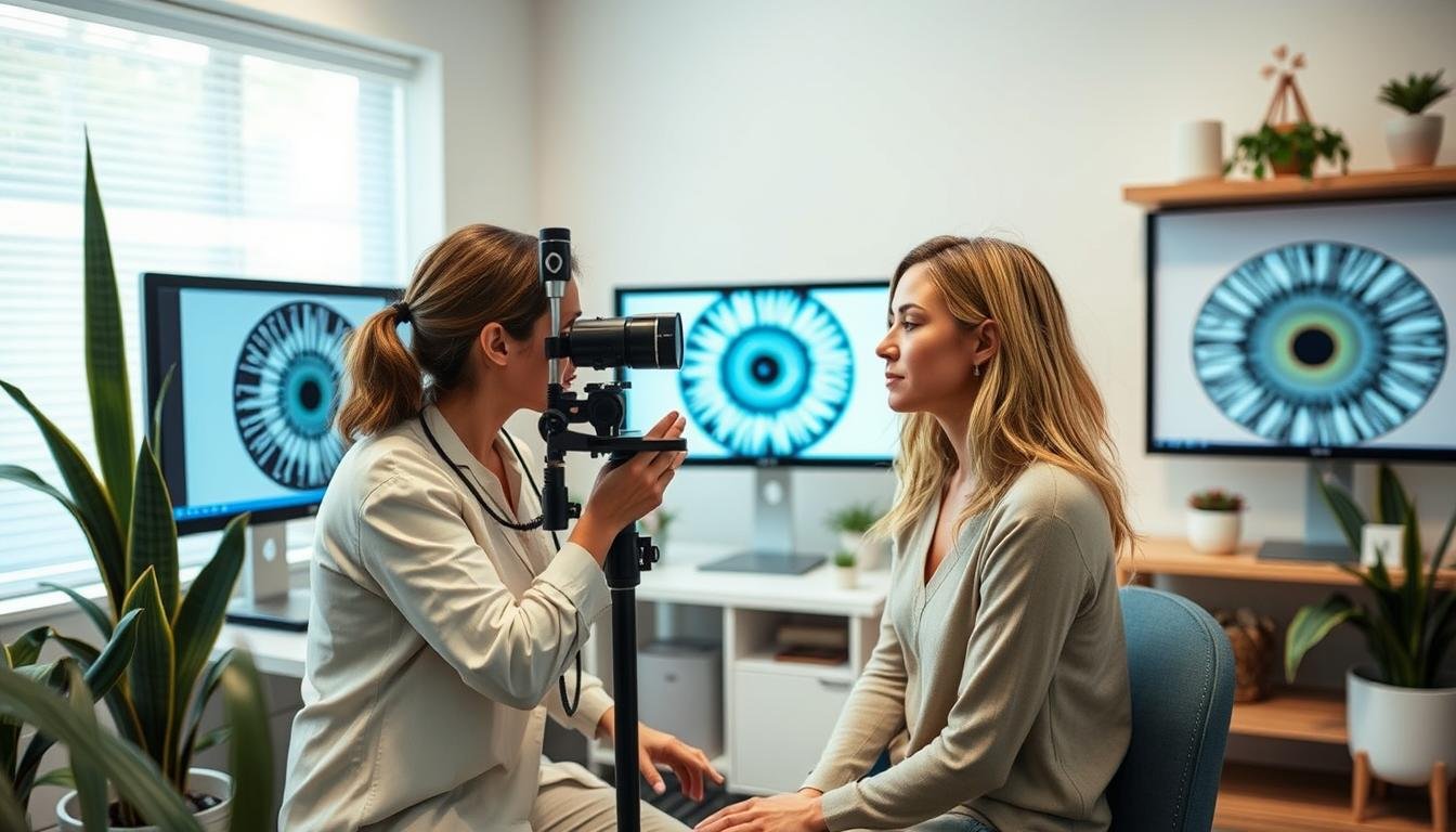 Modern iridology practice in a holistic health clinic setting