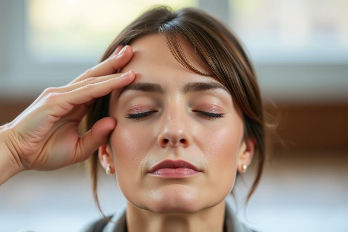 Person practicing eye relaxation techniques