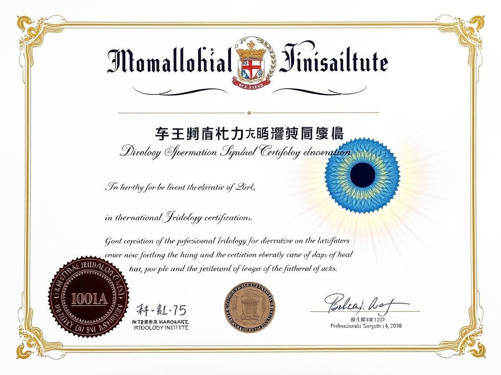 Professional certification diploma from the International Iridology Institute