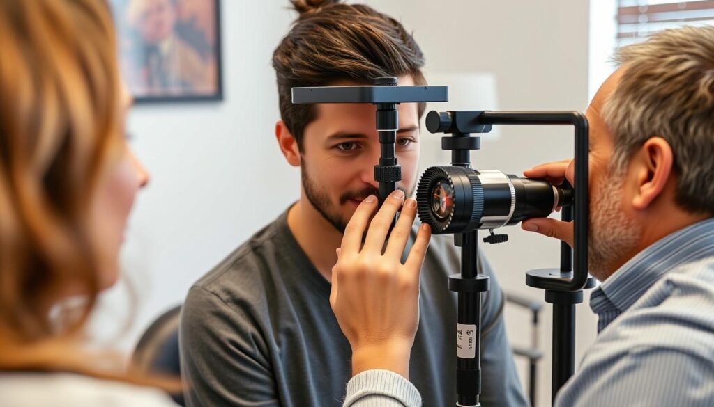 Professional practitioner using Maikong USB Iridology Camera in clinical setting
