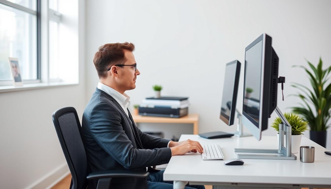 Proper ergonomic setup to prevent eye stress rings
