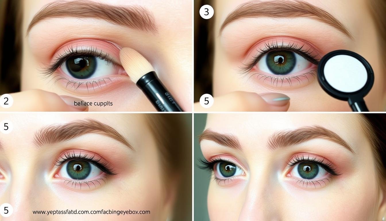 Step-by-step makeup technique for concealing eye stress rings