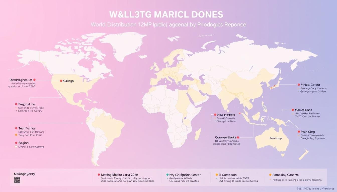 World map showing global distribution of Maikong 12MP iridology cameras