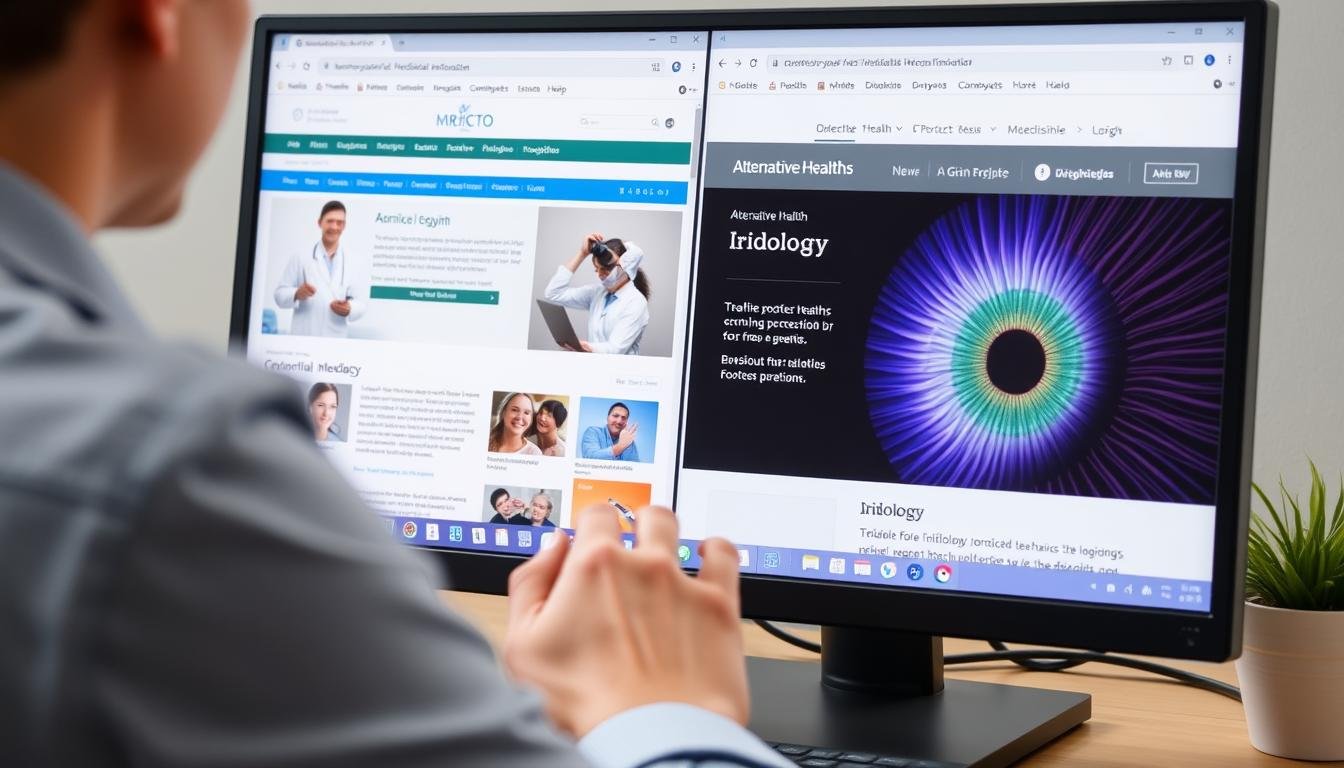 A person researching both conventional and alternative health approaches online
