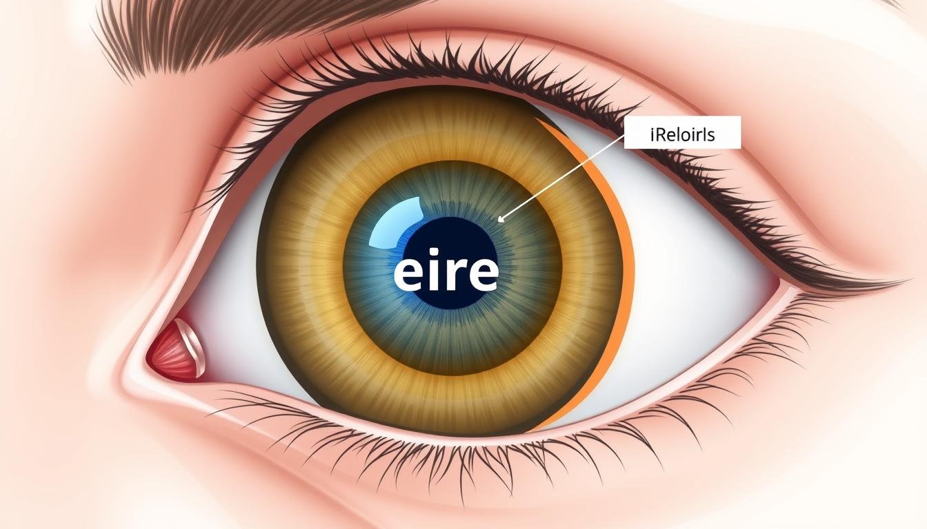 Anatomical diagram of the iris (medical term) showing its position in the eye