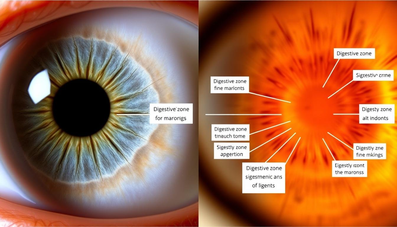 Case study of iridology map left eye analysis for digestive issues
