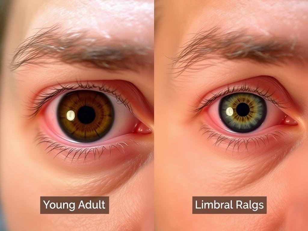 Comparison of Rings In Eyes Iris in young and older adults showing age-related changes Comparison of Rings In Eyes Iris in young and older adults showing age-related changes
