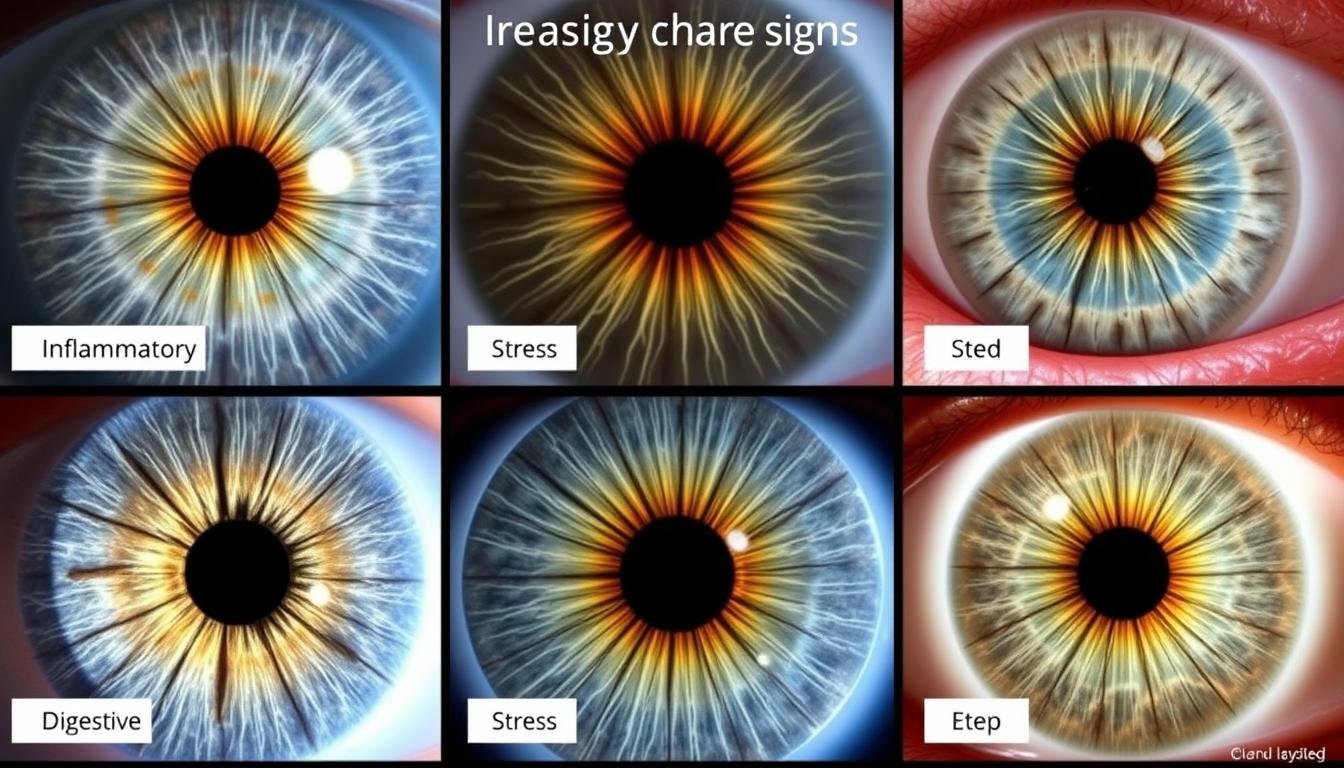 Comparison of iris signs showing different health conditions according to iridology