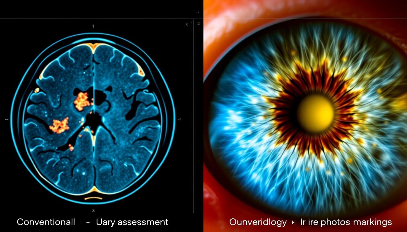 Comparison of medical diagnosis versus iridology assessment showing potential discrepancies