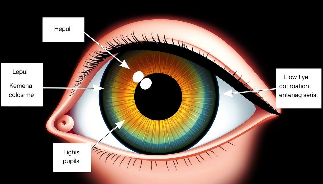 Conditions of the Iris: Symptoms, Causes, and Treatments 1 Detailed anatomy of the iris showing its position in the eye and how it controls the amount of light entering through the pupil