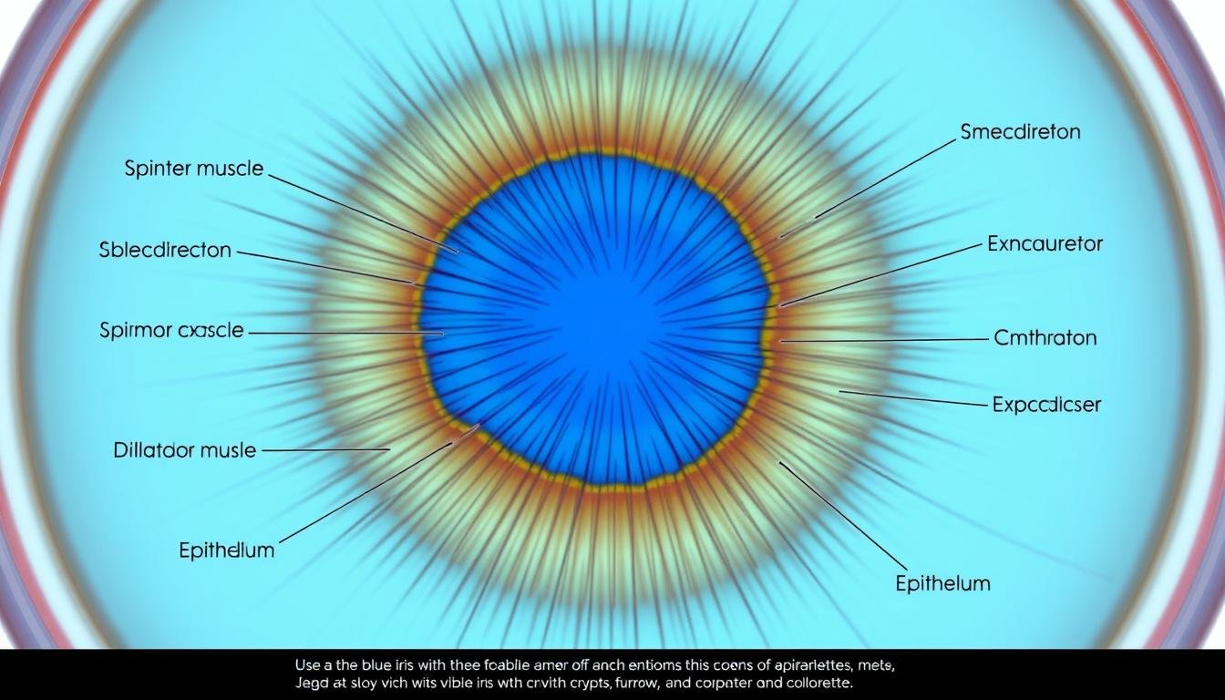 Eye Patterns Iris: Unlocking the Secrets of Eye Uniqueness 2 Detailed cross-section of human iris showing anatomical structures and eye patterns in iris