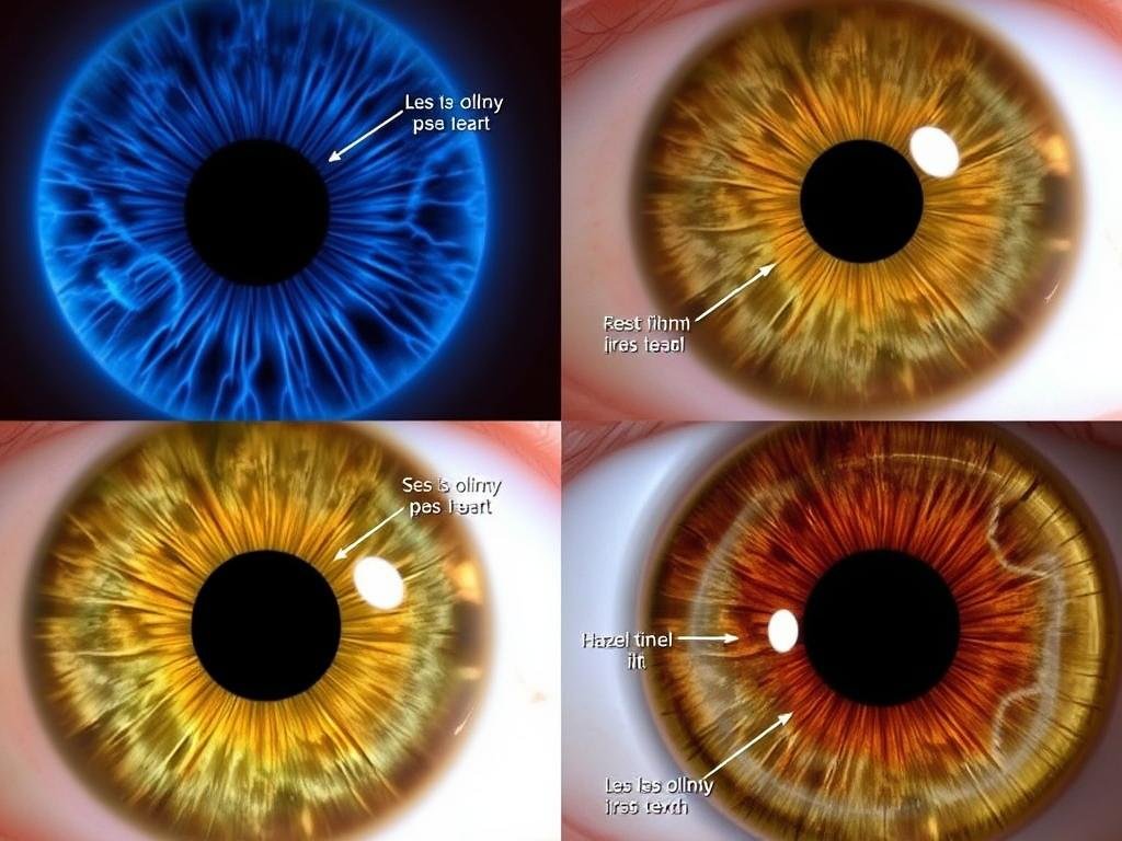 Different iris colors and patterns with their iridology interpretations
