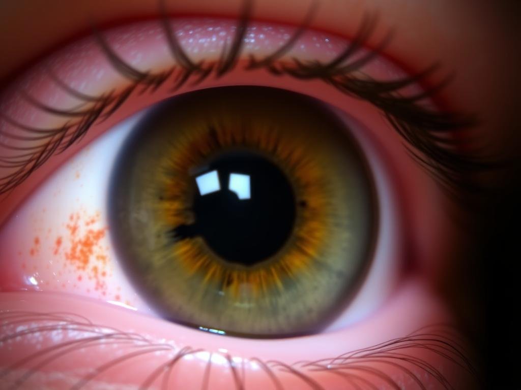 Eye with aniridia showing partial or complete absence of the iris