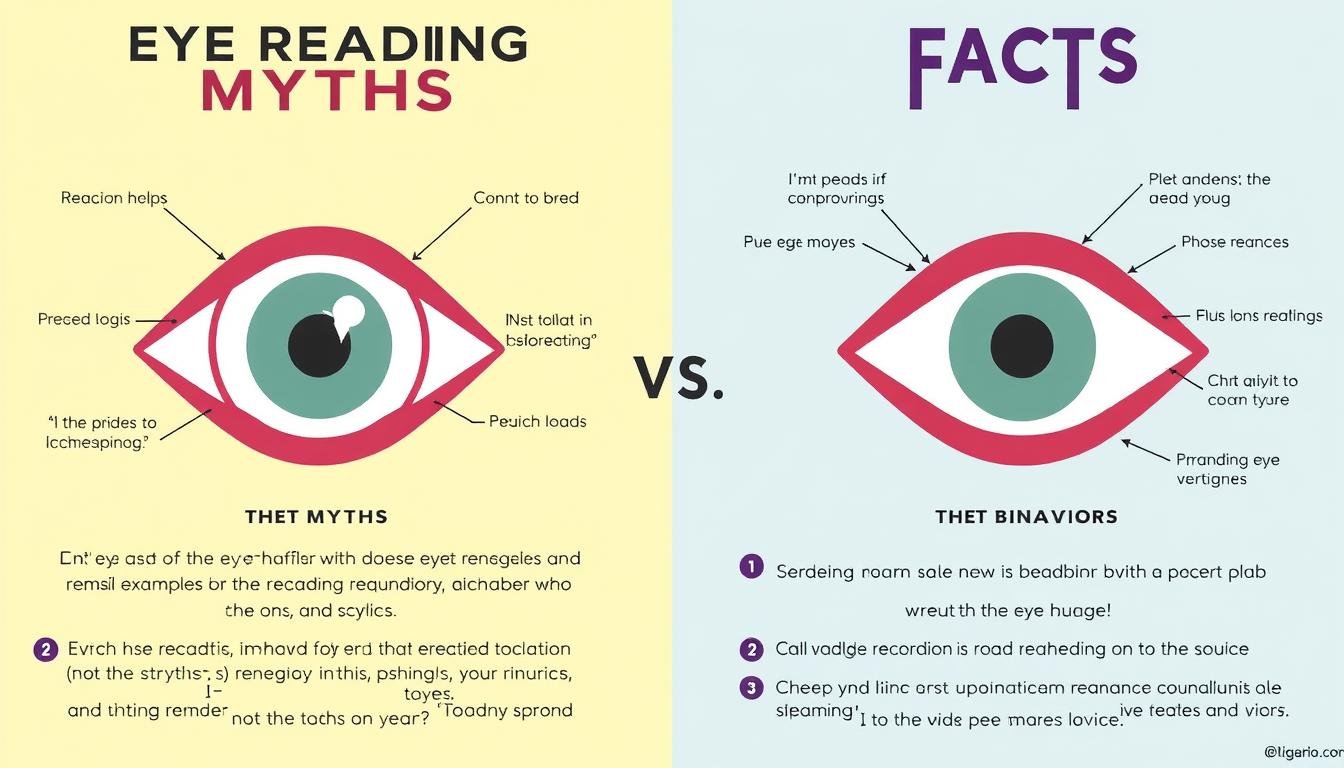Illustration comparing eye reading myths and facts with visual examples Illustration comparing eye reading myths and facts with visual examples