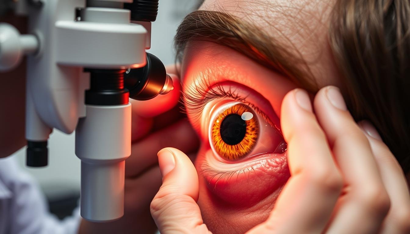 Cholesterol Ring Iridology: What Your Iris Says About Your Health 1 Iridologist examining a patient's iris for cholesterol ring iridology signs