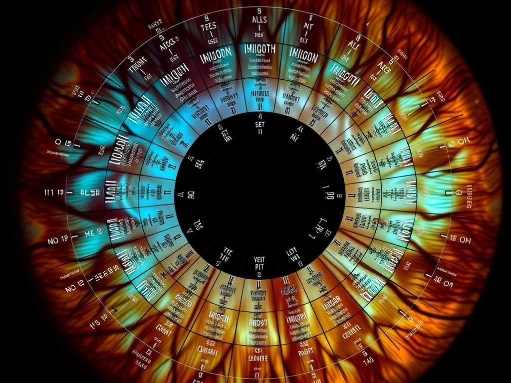 Iridology chart showing how different iris zones correspond to body organs and systems
