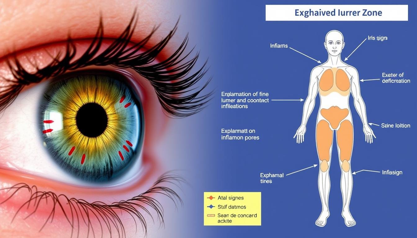 Iris showing inflammation patterns with corresponding body areas