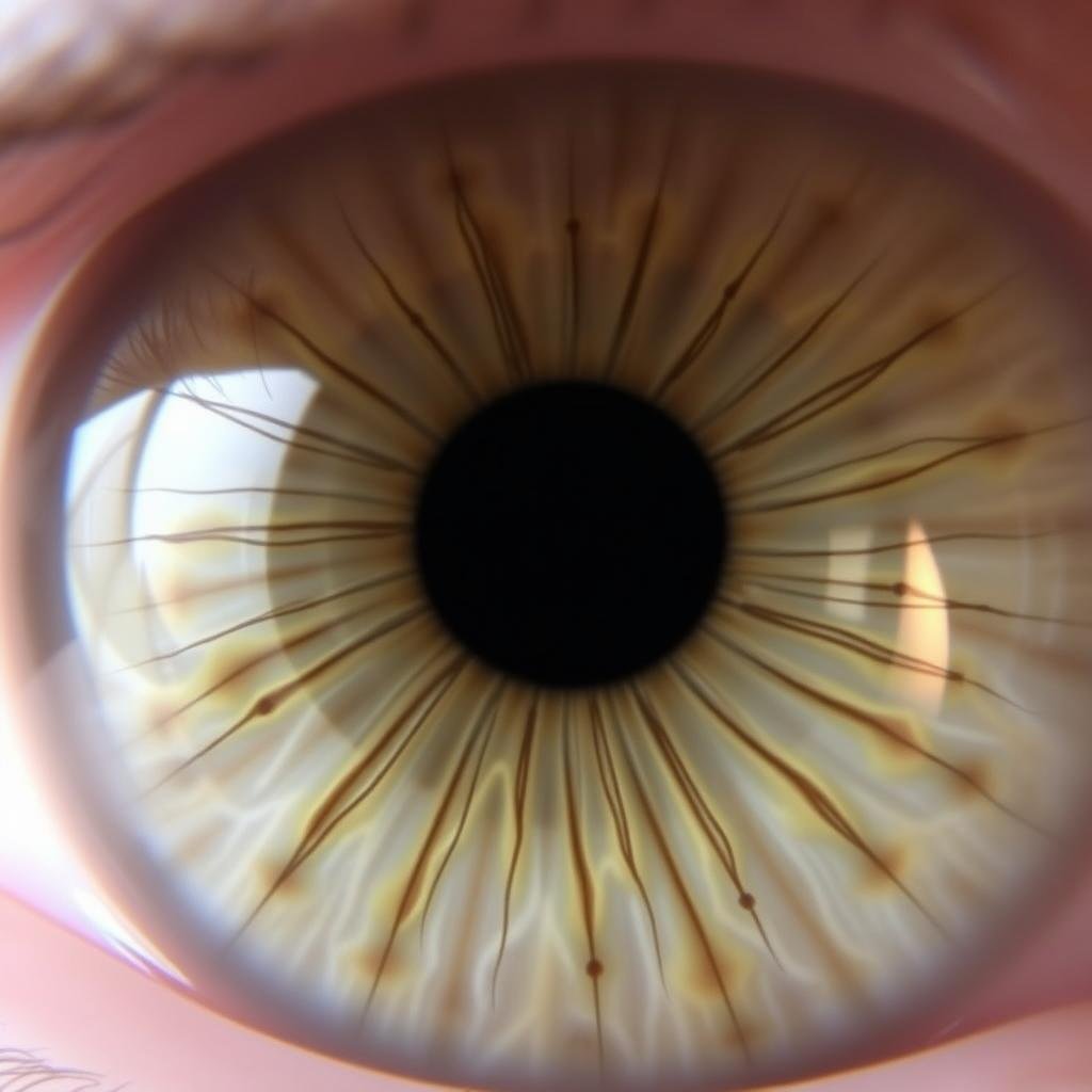 Iris with radial furrows indicating digestive system concerns