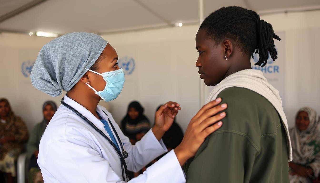 Medical Iris technology being used in a refugee healthcare setting Medical Iris technology being used in a refugee healthcare setting