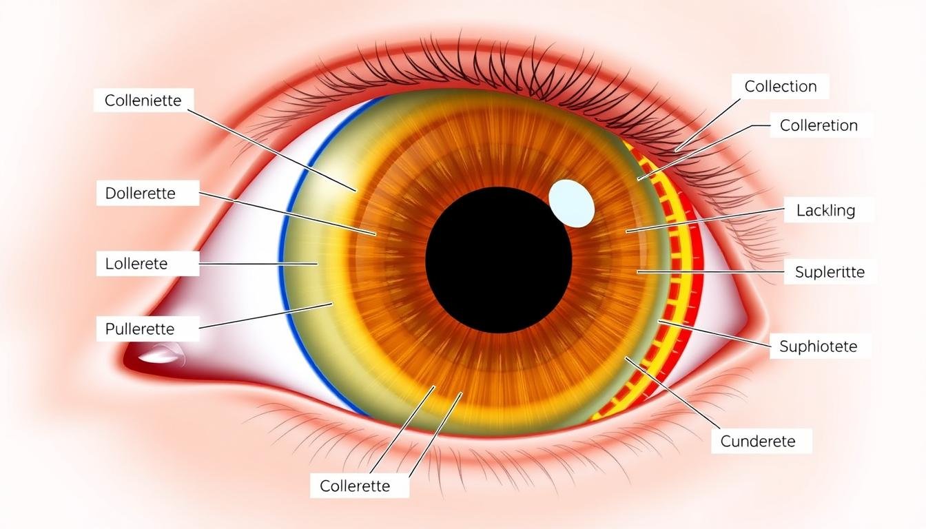 Medical diagram illustrating key iris medical term structures with labels