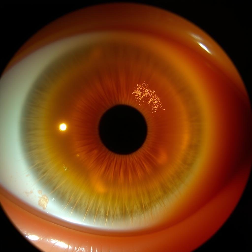 Medical image of Kayser-Fleischer rings showing copper deposits in the eye
