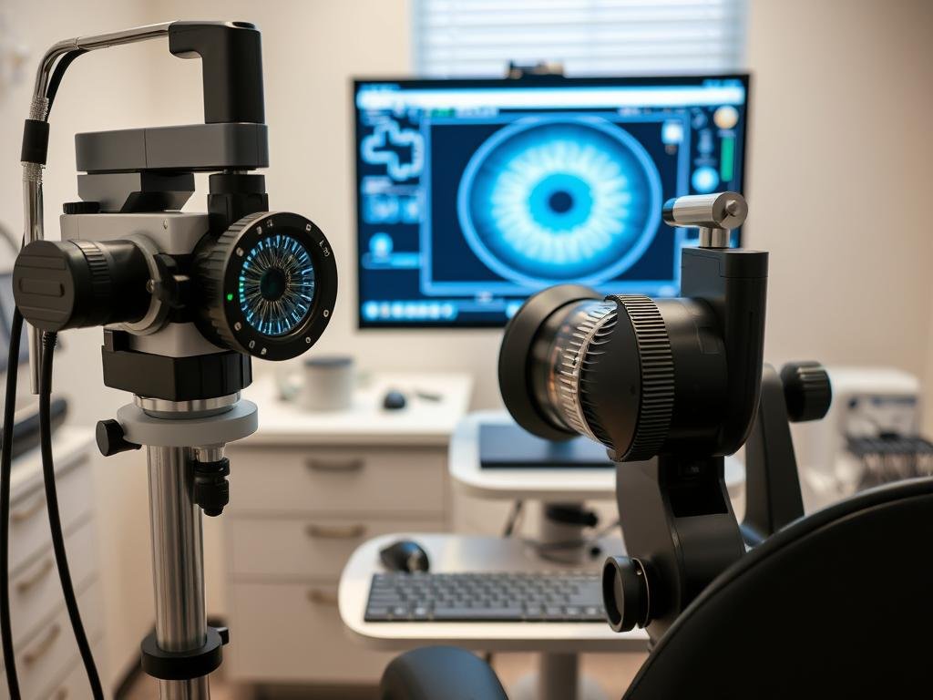 Modern iridology equipment including specialized camera and software for iris analysis