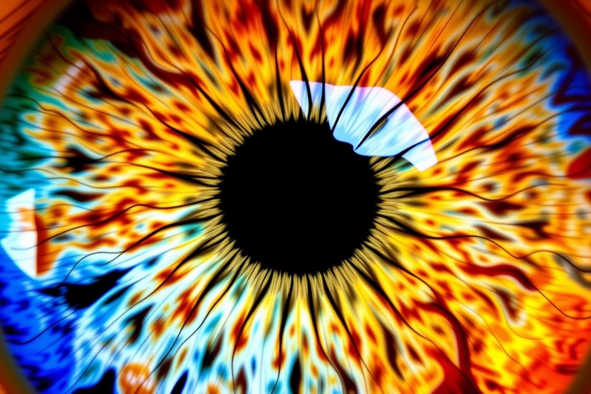 Modern iris art showing detailed patterns transformed into artistic expression