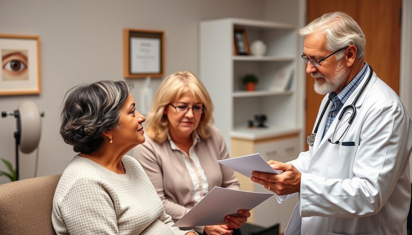 Patient discussing health findings with both an iridology doctor and conventional physician