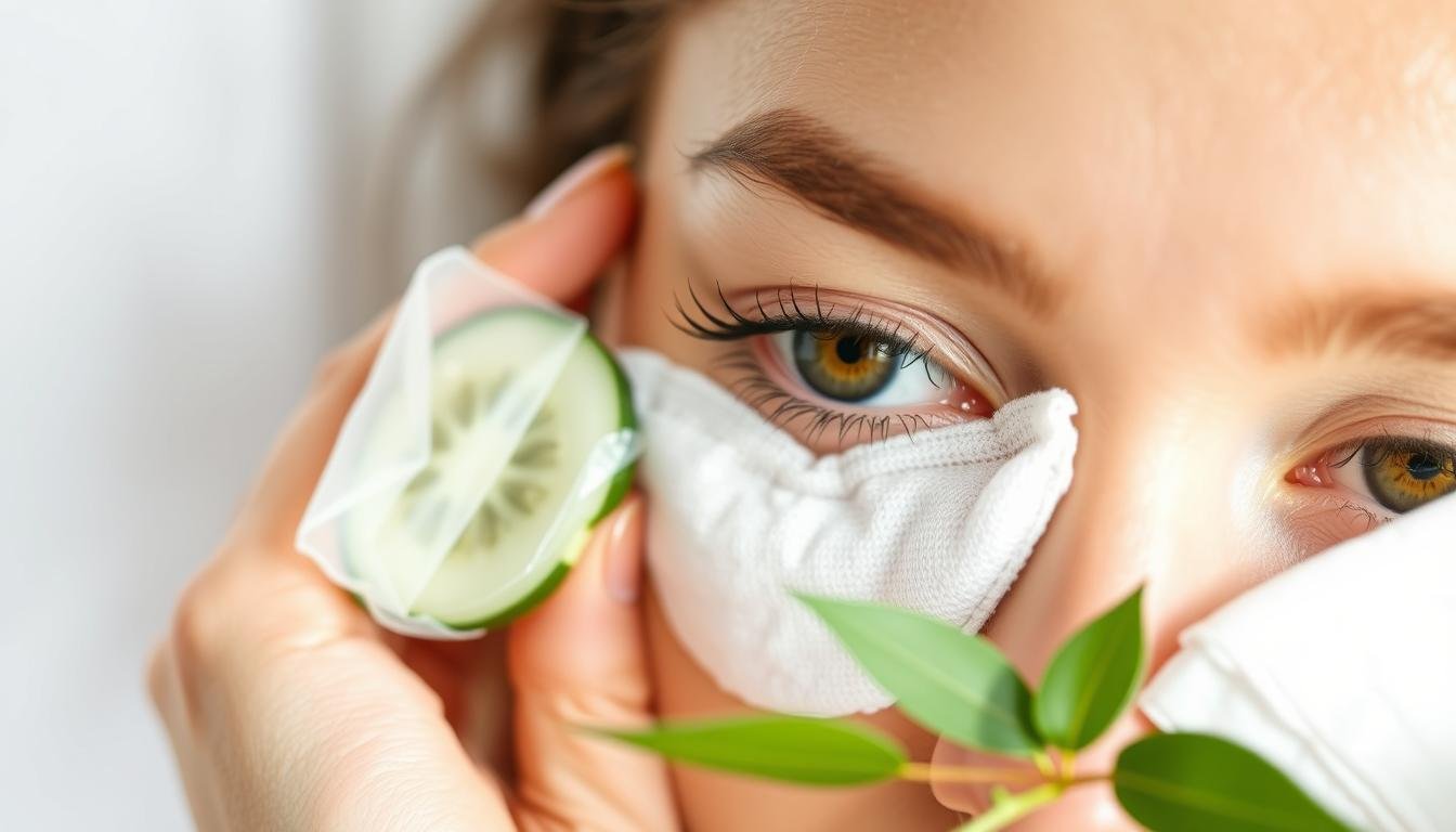 Person applying natural eye care practices beneficial for brown eyes according to iridology principles